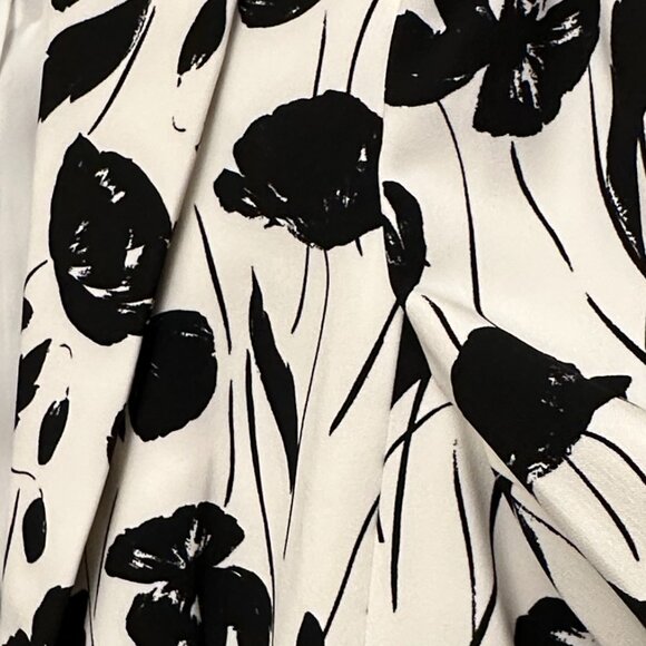 Kasper Size 10 Stretch Poly White Black Floral Print Single Button Blazer - Picture 3 of 5